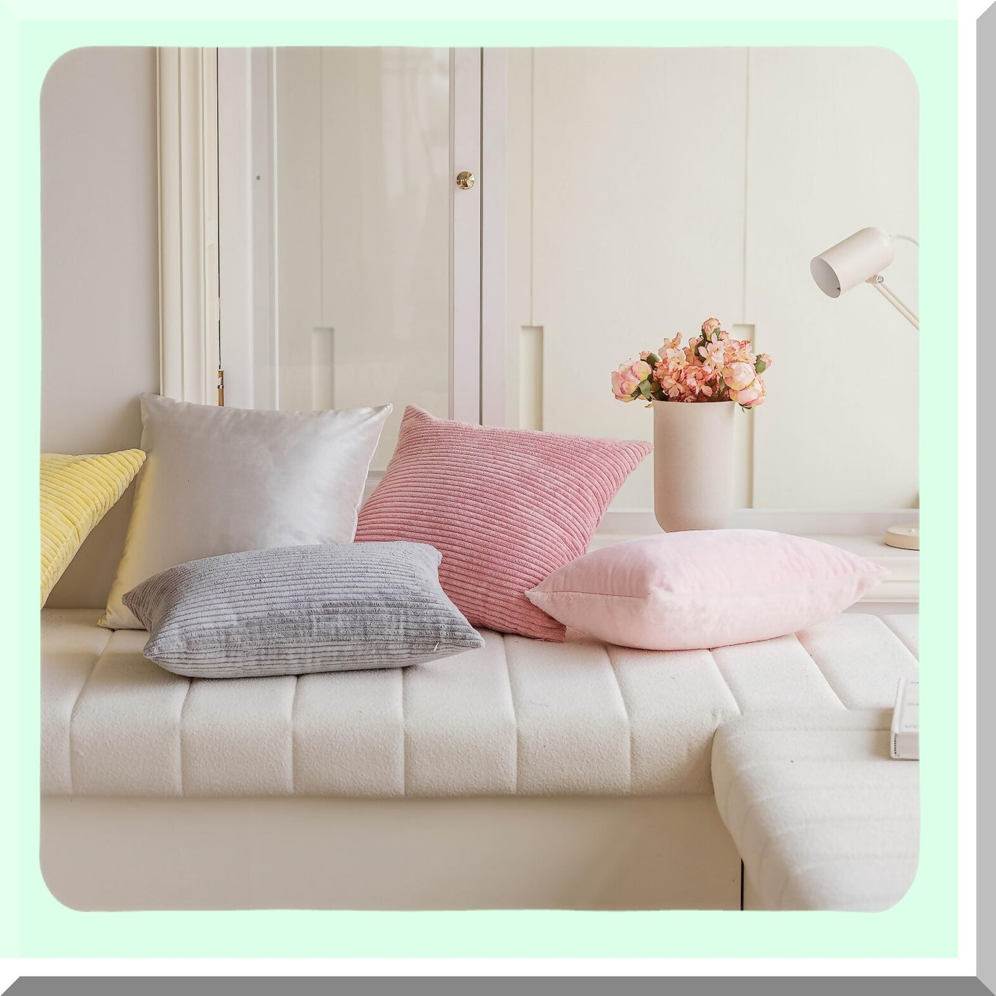 Luxury Ivory Velvet Pillowcase - Elegant Sofa Cushion Cover - 18x18 Inch Decorative Throw Pillow - Soft White Bench Pillow Protector - Pearl Ivory Cozy Home Accent