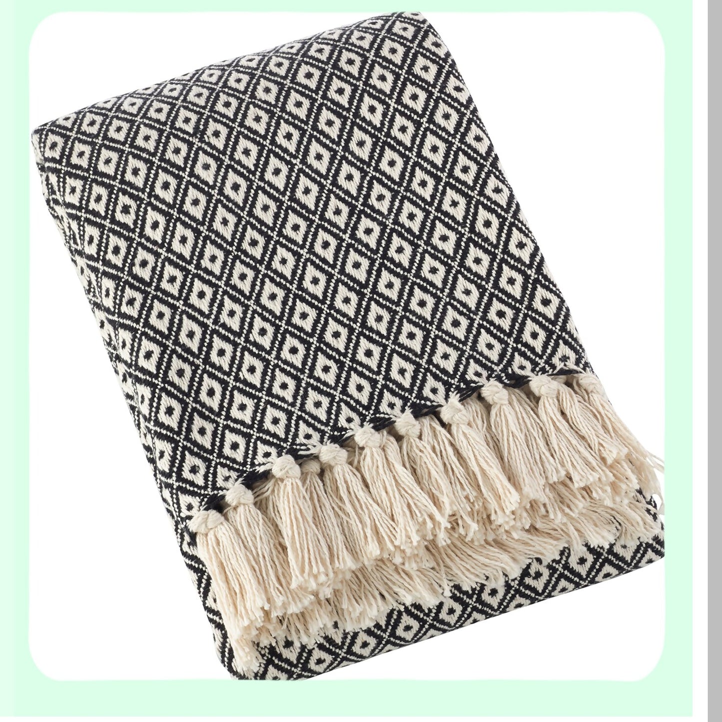Diamond Weave Soft Cotton Throw Blanket - Natural, 50" x 60"