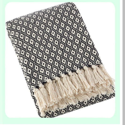 Diamond Weave Soft Cotton Throw Blanket - Natural, 50" x 60"