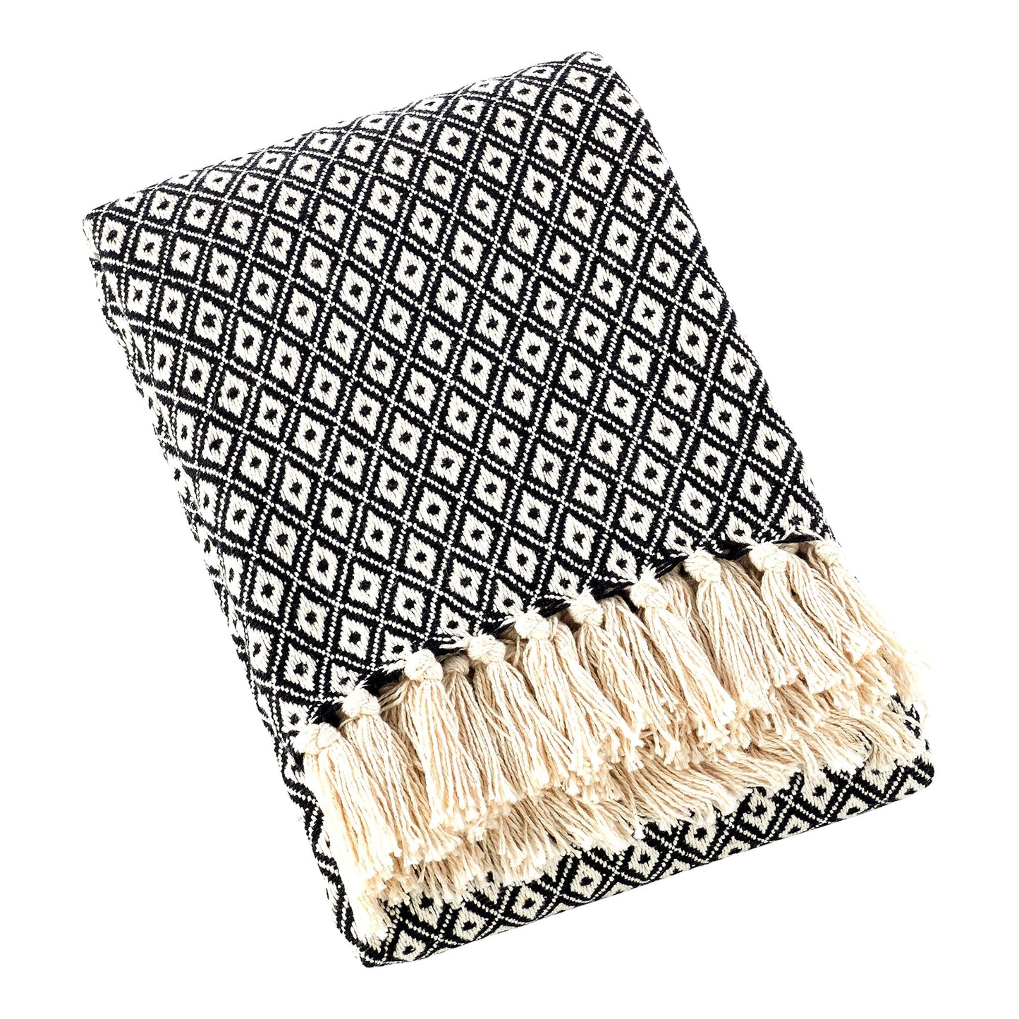 Diamond Weave Soft Cotton Throw Blanket - Natural, 50" x 60"