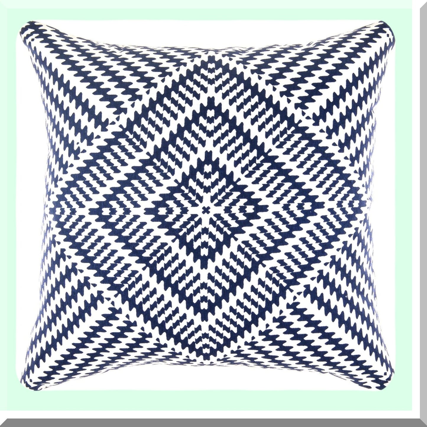 Kaleidoscope Navy Blue Cotton Throw Pillow Covers - Set of 2, 16 x 16 Inches - Decorative Accent Pillows for Home Décor