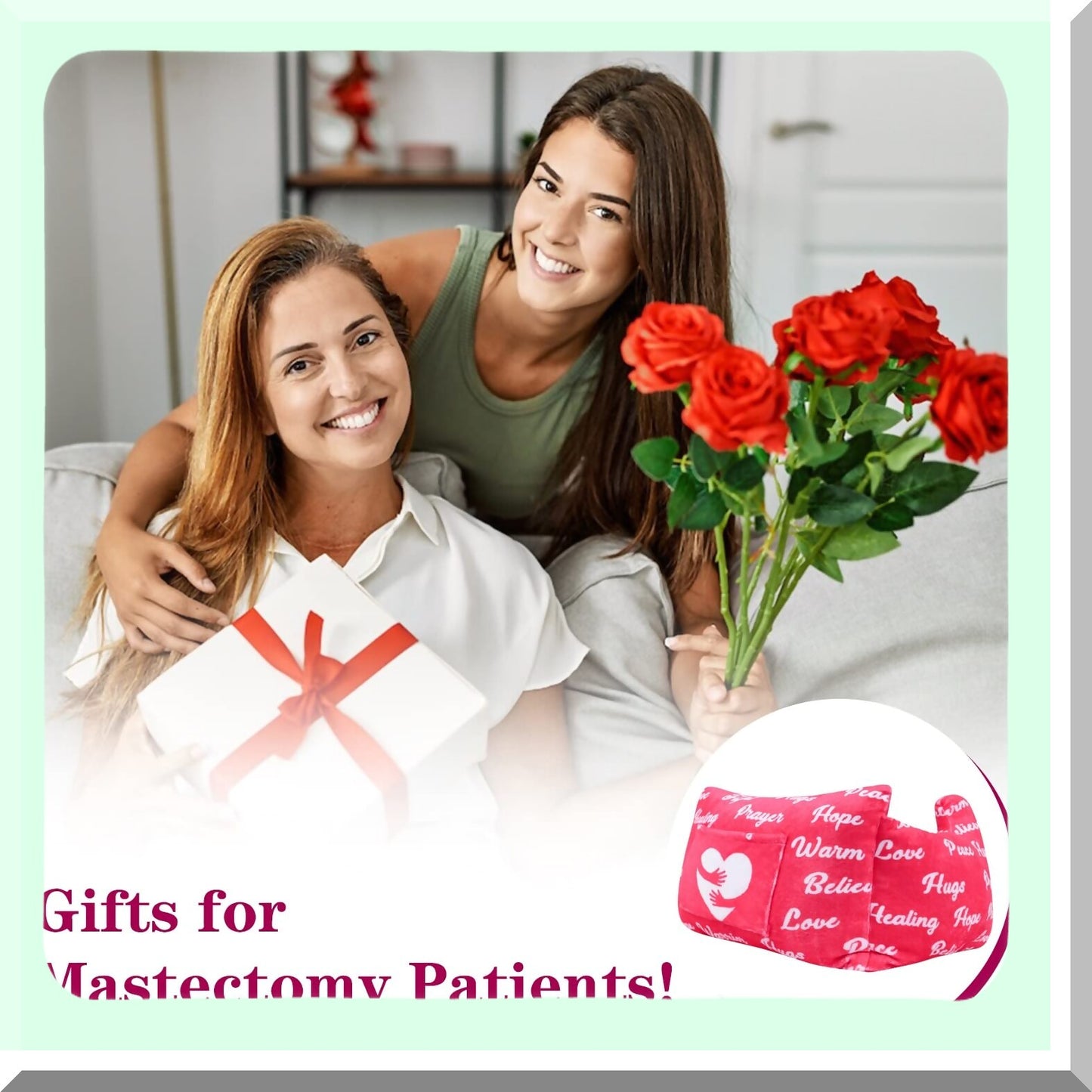 HealEase Plus Size Mastectomy Pillow - Pink Pockets Lumpectomy Recovery & Breast Reduction Support Pillow for Women After Surgery