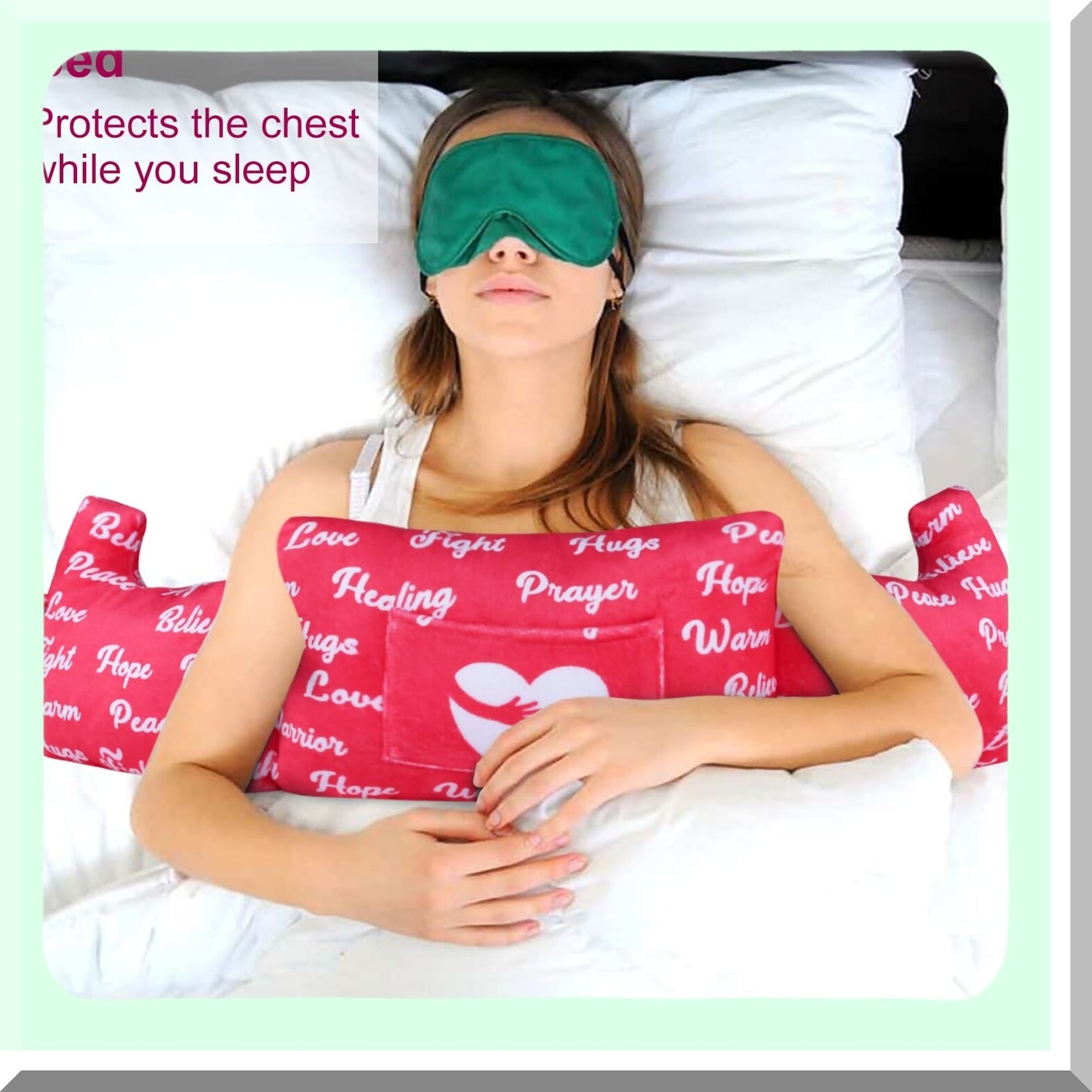 HealEase Plus Size Mastectomy Pillow - Pink Pockets Lumpectomy Recovery & Breast Reduction Support Pillow for Women After Surgery