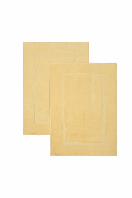 2 Pack Turkish Cotton Bath Mats Yellow