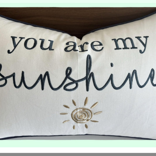 Sunshine Daughter's Room Ivory Lumbar Pillowcase - Cotton Embroidered Decorative Accent Throw 12x18 Inches