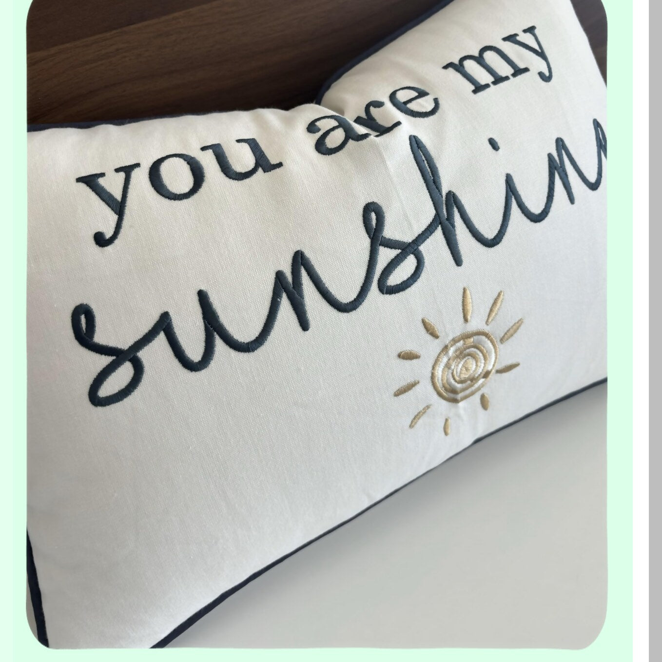 Sunshine Daughter's Room Ivory Lumbar Pillowcase - Cotton Embroidered Decorative Accent Throw 12x18 Inches