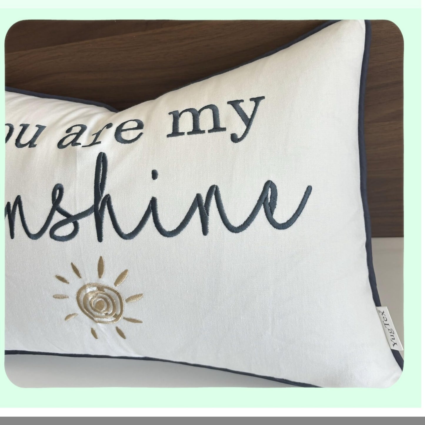 Sunshine Daughter's Room Ivory Lumbar Pillowcase - Cotton Embroidered Decorative Accent Throw 12x18 Inches