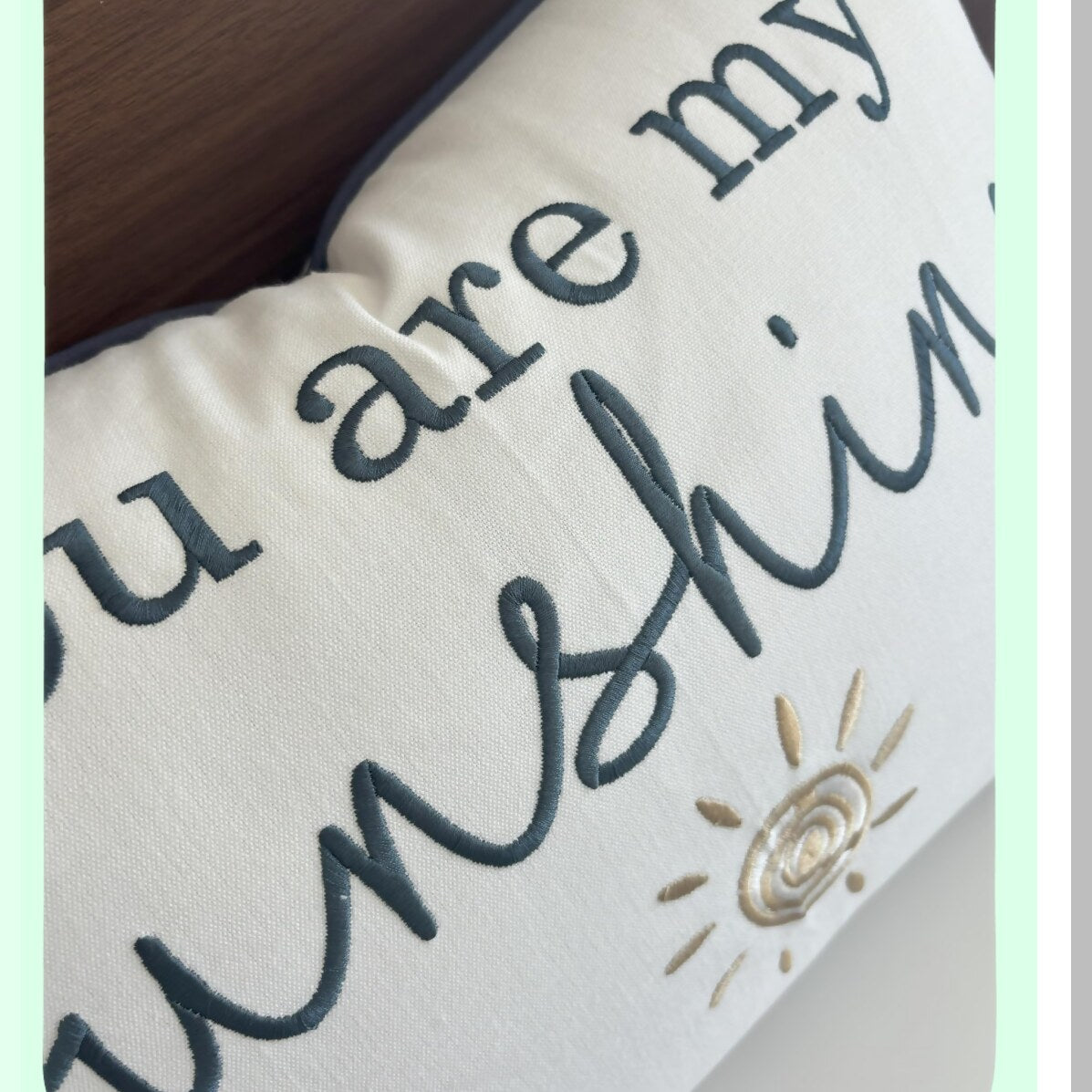 Sunshine Daughter's Room Ivory Lumbar Pillowcase - Cotton Embroidered Decorative Accent Throw 12x18 Inches