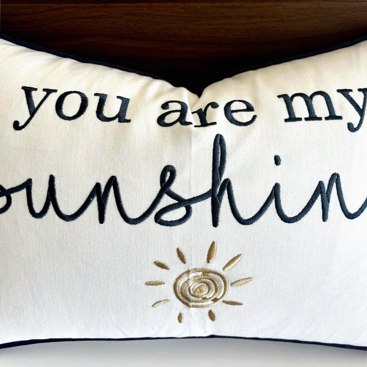 Sunshine Daughter's Room Ivory Lumbar Pillowcase - Cotton Embroidered Decorative Accent Throw 12x18 Inches