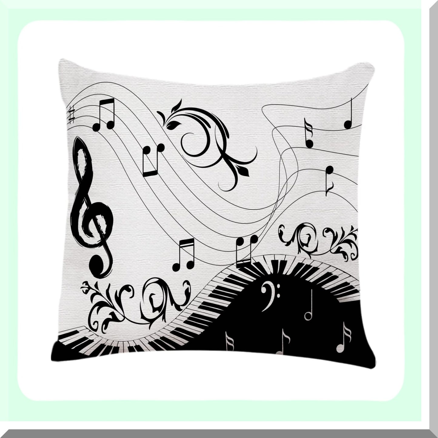 Musical Harmony Pillowcase - Piano Keyboard Note Home Decor Throw Pillow Cover for Sofa 18x18 Inches