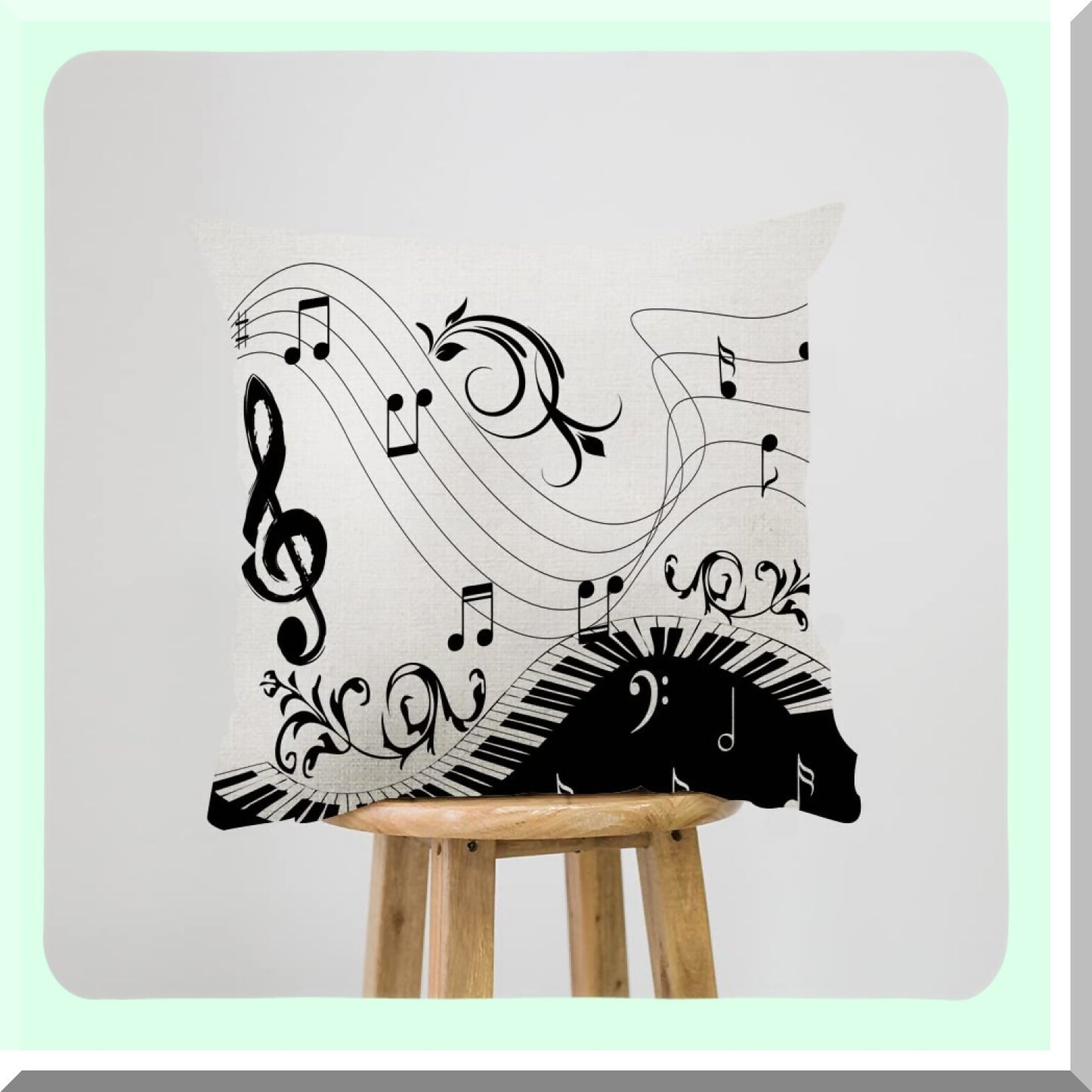 Musical Harmony Pillowcase - Piano Keyboard Note Home Decor Throw Pillow Cover for Sofa 18x18 Inches