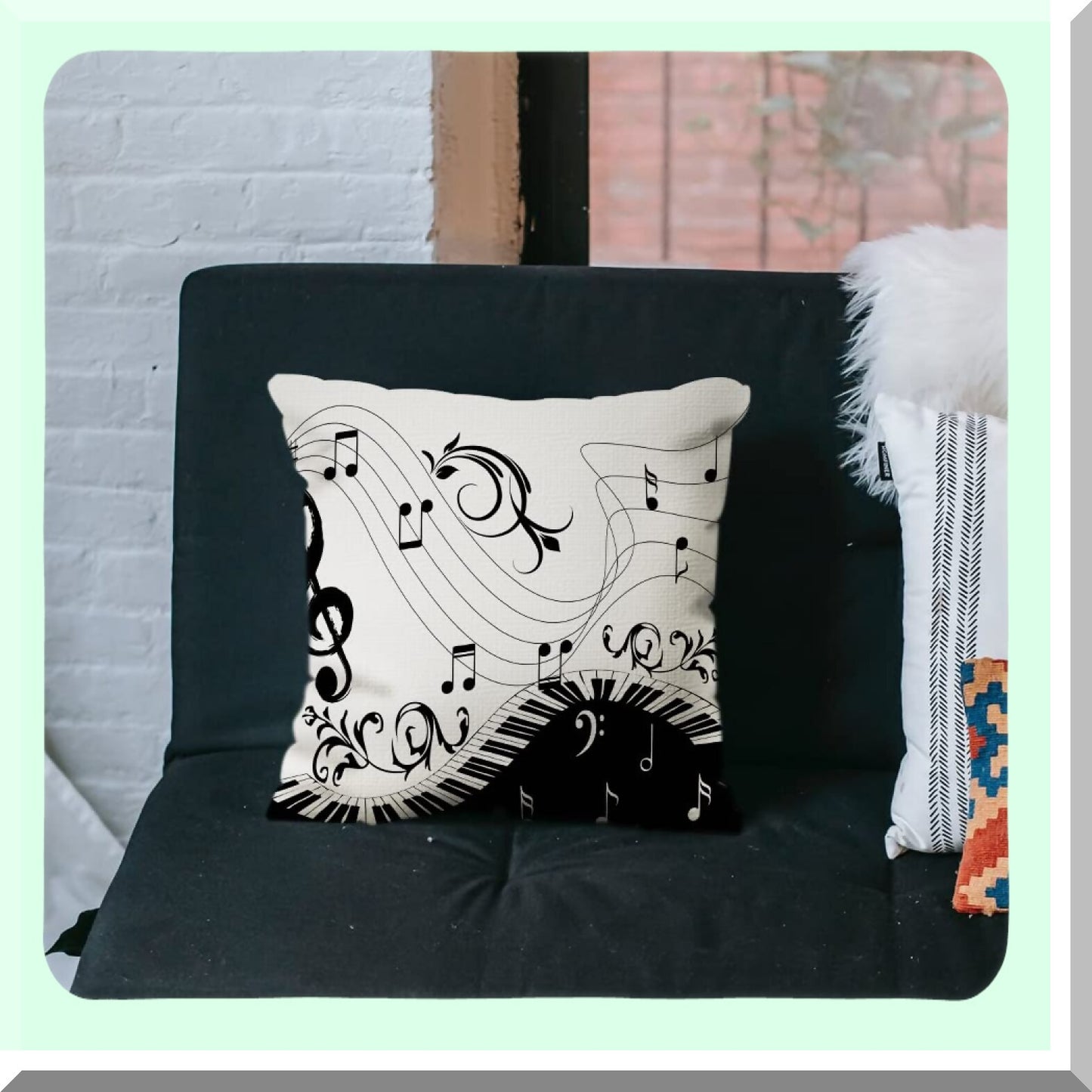 Musical Harmony Pillowcase - Piano Keyboard Note Home Decor Throw Pillow Cover for Sofa 18x18 Inches