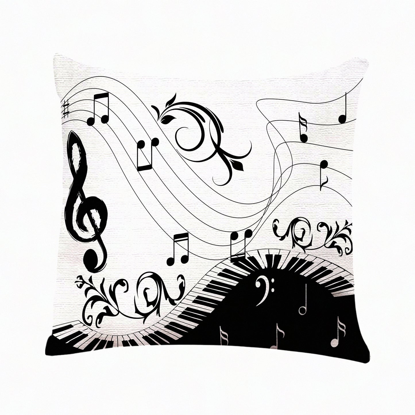 Musical Harmony Pillowcase - Piano Keyboard Note Home Decor Throw Pillow Cover for Sofa 18x18 Inches