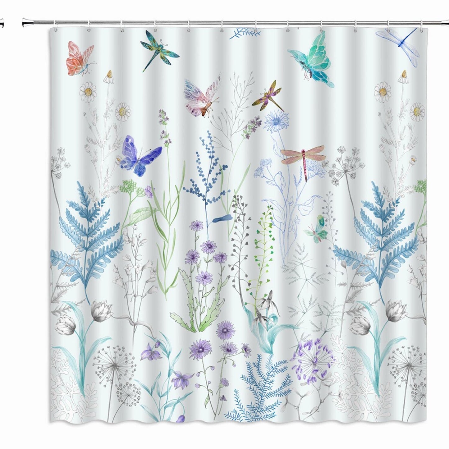 Watercolor Floral Shower Curtain 70x70 inches