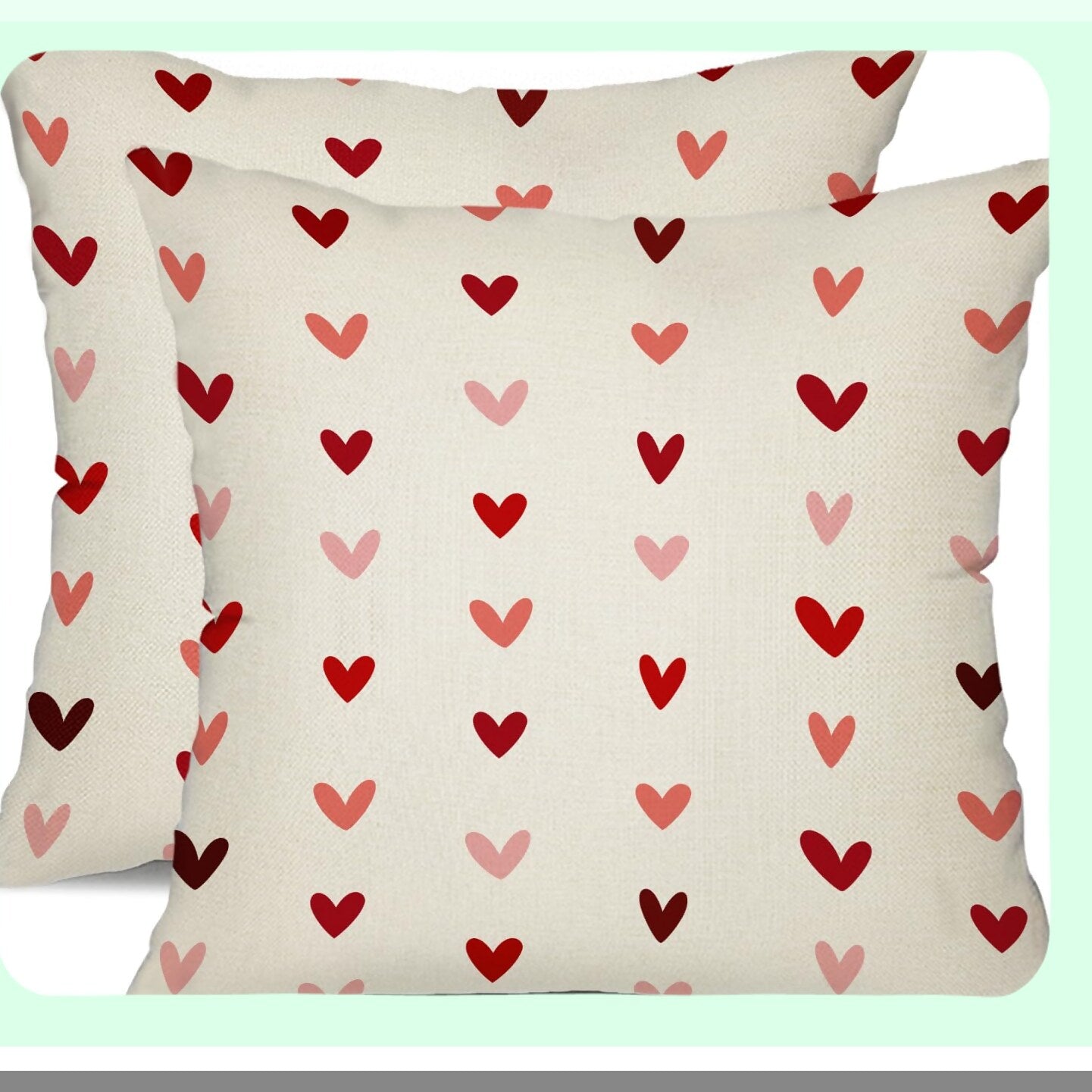 Heartfelt Love Pillow Covers - Set of 2 Valentine's Day Decorative Cushion Cases 18x18 Inch - Romantic Red Pink Hearts Throw Pillow Covers for Sofa Couch - Home Decoration Gift for Couples