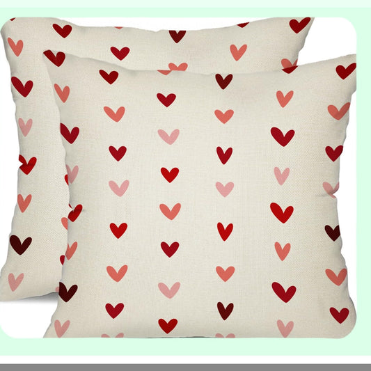 Heartfelt Love Pillow Covers - Set of 2 Valentine's Day Decorative Cushion Cases 18x18 Inch - Romantic Red Pink Hearts Throw Pillow Covers for Sofa Couch - Home Decoration Gift for Couples