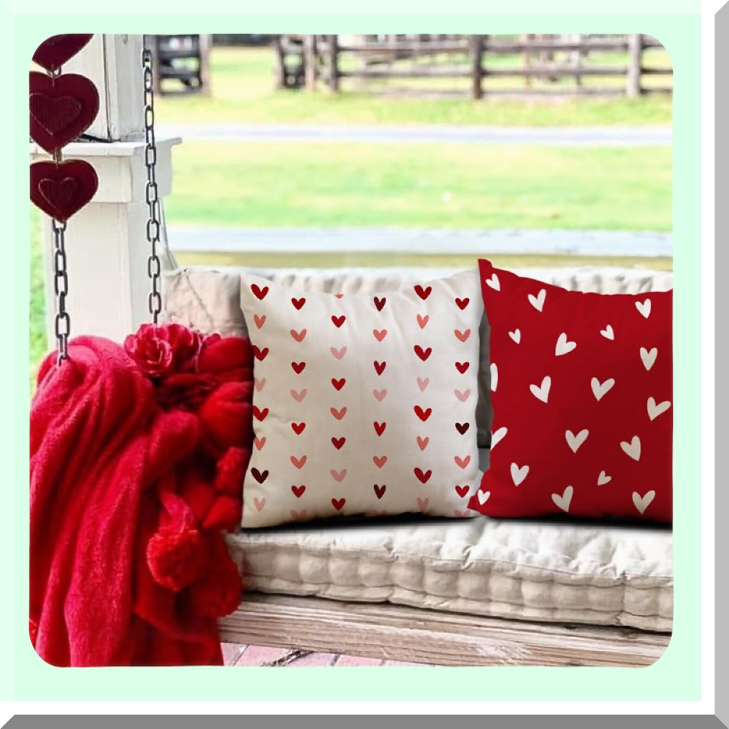 Heartfelt Love Pillow Covers - Set of 2 Valentine's Day Decorative Cushion Cases 18x18 Inch - Romantic Red Pink Hearts Throw Pillow Covers for Sofa Couch - Home Decoration Gift for Couples