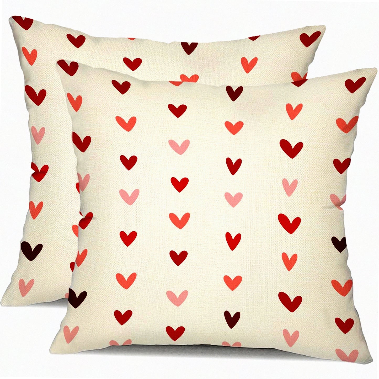 Heartfelt Love Pillow Covers - Set of 2 Valentine's Day Decorative Cushion Cases 18x18 Inch - Romantic Red Pink Hearts Throw Pillow Covers for Sofa Couch - Home Decoration Gift for Couples