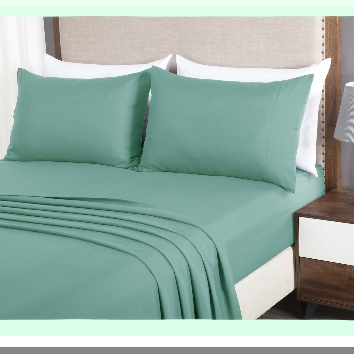 Coin Pattern Turquoise Bedding Set - 7 Piece Comforter Set with Sheets, Pillowcases, Shams - Lightweight All Seasons Bed in a Bag