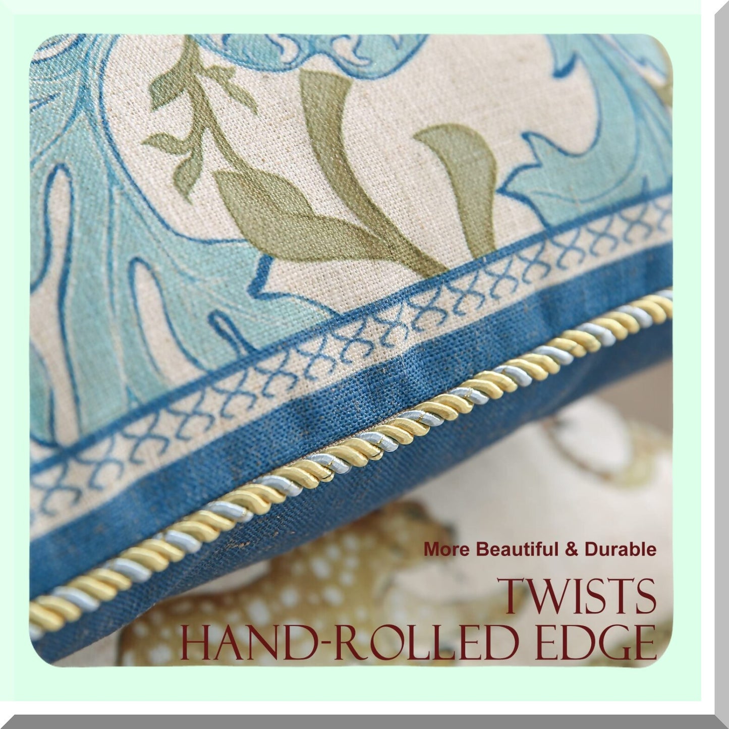 Vintage Blue Floral Lumbar Pillow Covers - Set of 2 | French Linen Farmhouse Decor | Couch & Bed Pillowcases | Fall Living Room & Outdoor Decor - 12"x20"