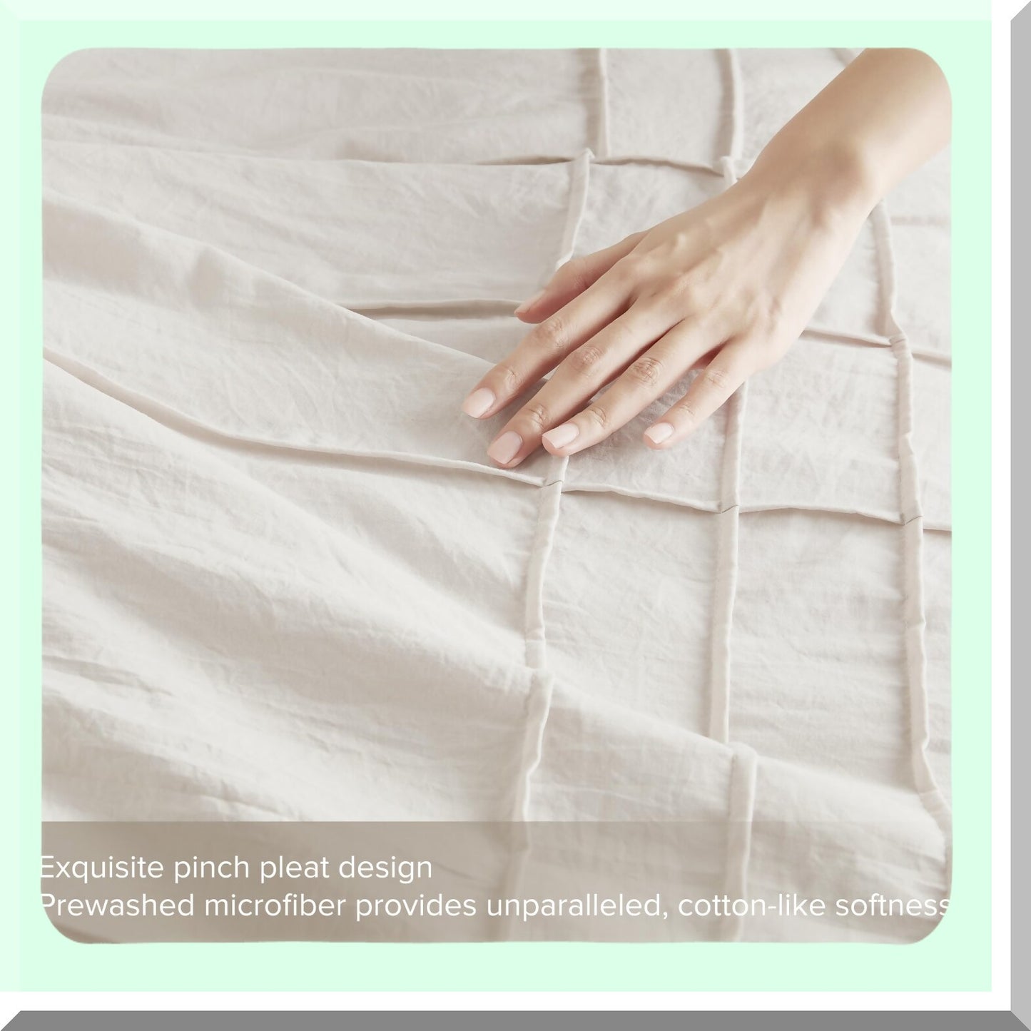 Pintuck Pleated Farmhouse Queen Comforter Set - Soft Cotton-Like Bedding with Lightweight All Season Microfiber, 3 Piece Queen Bed Set with Shams