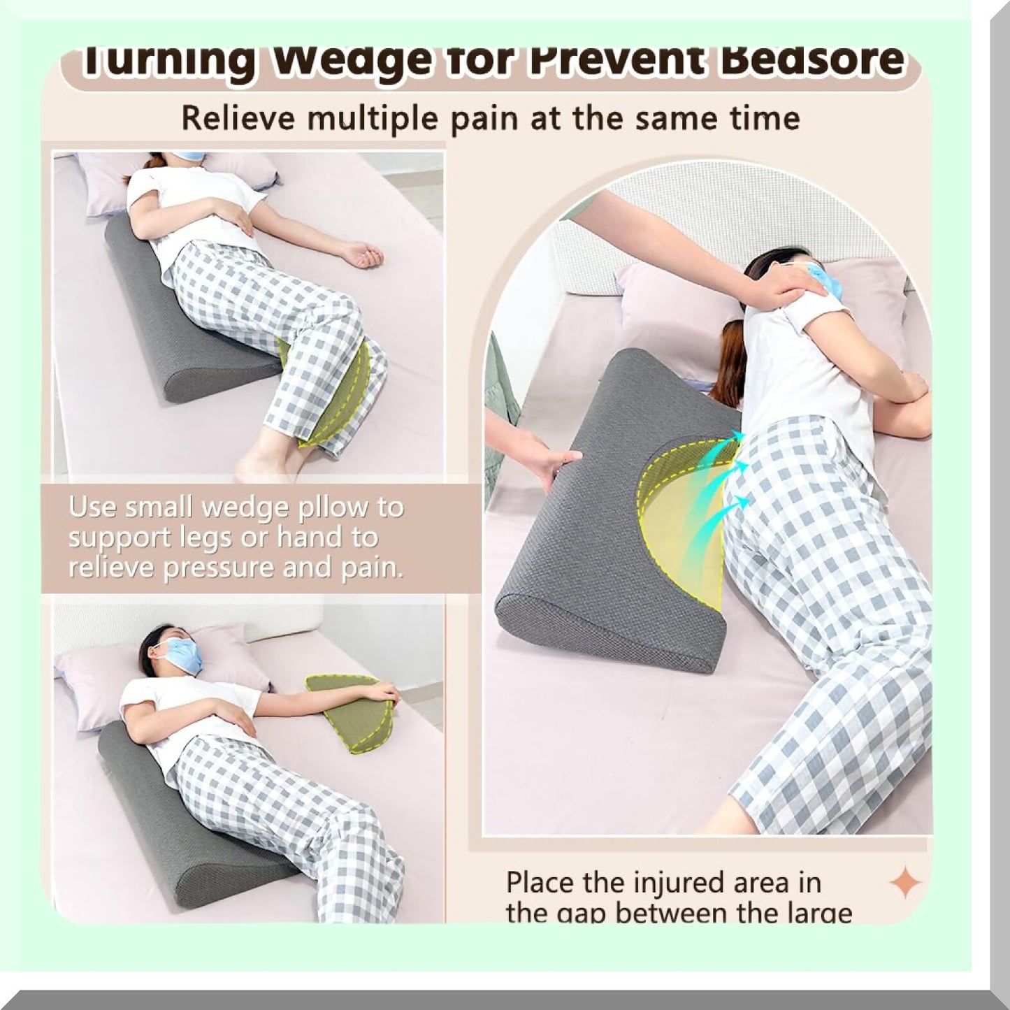 PressureRelief Bed Wedge Pillow - Elderly Positioning Cushion for Bed Sores Prevention - Hospital Grade Foam Wedge for Side Sleeping