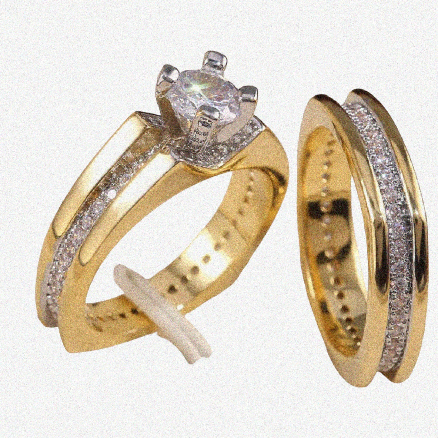 Princess Engagement Ring & Square Wedding Band Set