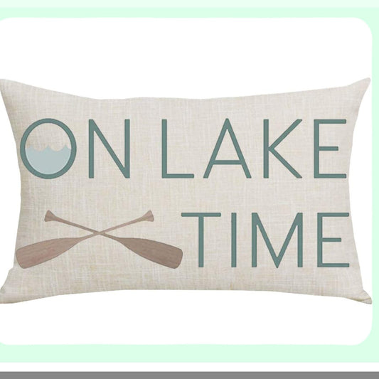 Lake Time Summer Green Word Art Decorative Pillowcase