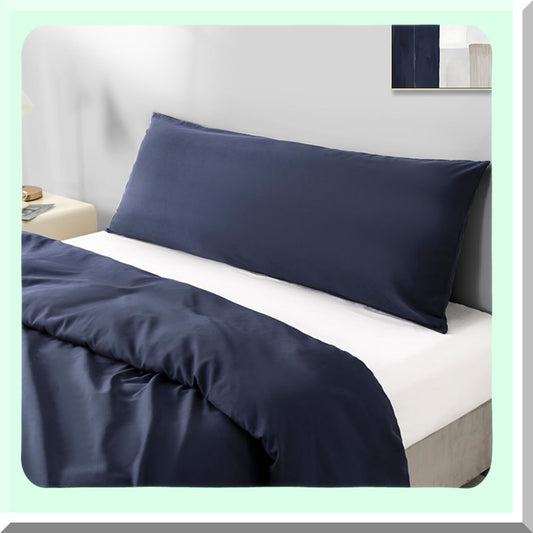 Navy Blue Microfiber Body Pillowcase Set - Soft Comfort 20 x 54 Inches - Hidden Zipper Closure - 2 Pack Body Pillow Cover - Not Shrink Fabric