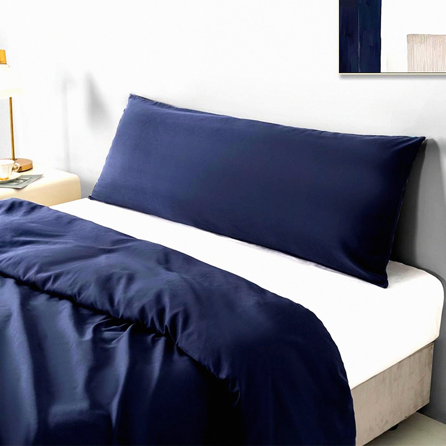 Navy Blue Microfiber Body Pillowcase Set - Soft Comfort 20 x 54 Inches - Hidden Zipper Closure - 2 Pack Body Pillow Cover - Not Shrink Fabric