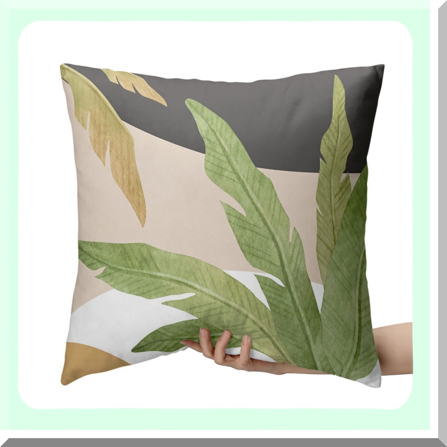 Tropical Jungle Banana Tree Throw Pillow Covers Set - Boho Green Leaves 24x24 Cushion Cases for Sofa Bed Couch - Simple Black White Brown Decor