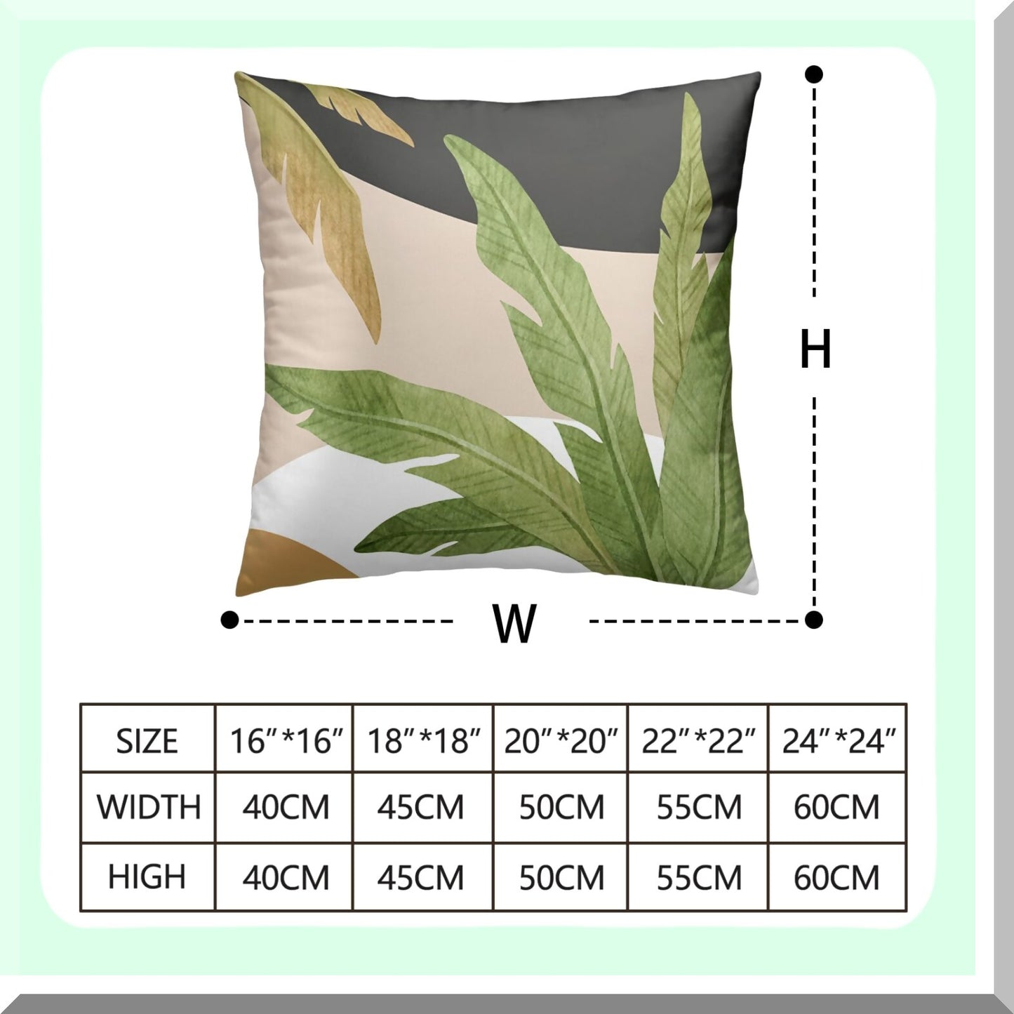 Tropical Jungle Banana Tree Throw Pillow Covers Set - Boho Green Leaves 24x24 Cushion Cases for Sofa Bed Couch - Simple Black White Brown Decor