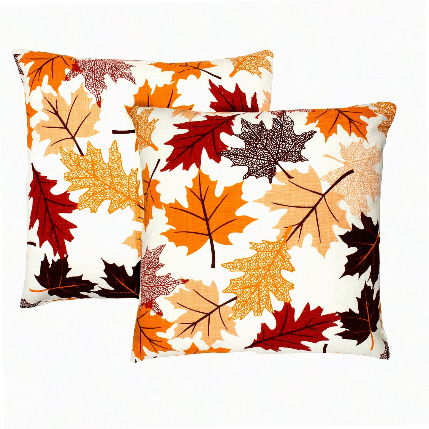 Autumn Maple Leaves Outdoor Pillow Covers - Set of 2 Farmhouse Cushion Cases for Fall Porch Decor, 18 x 18 Inch, Home Couch Sofa Patio Bench