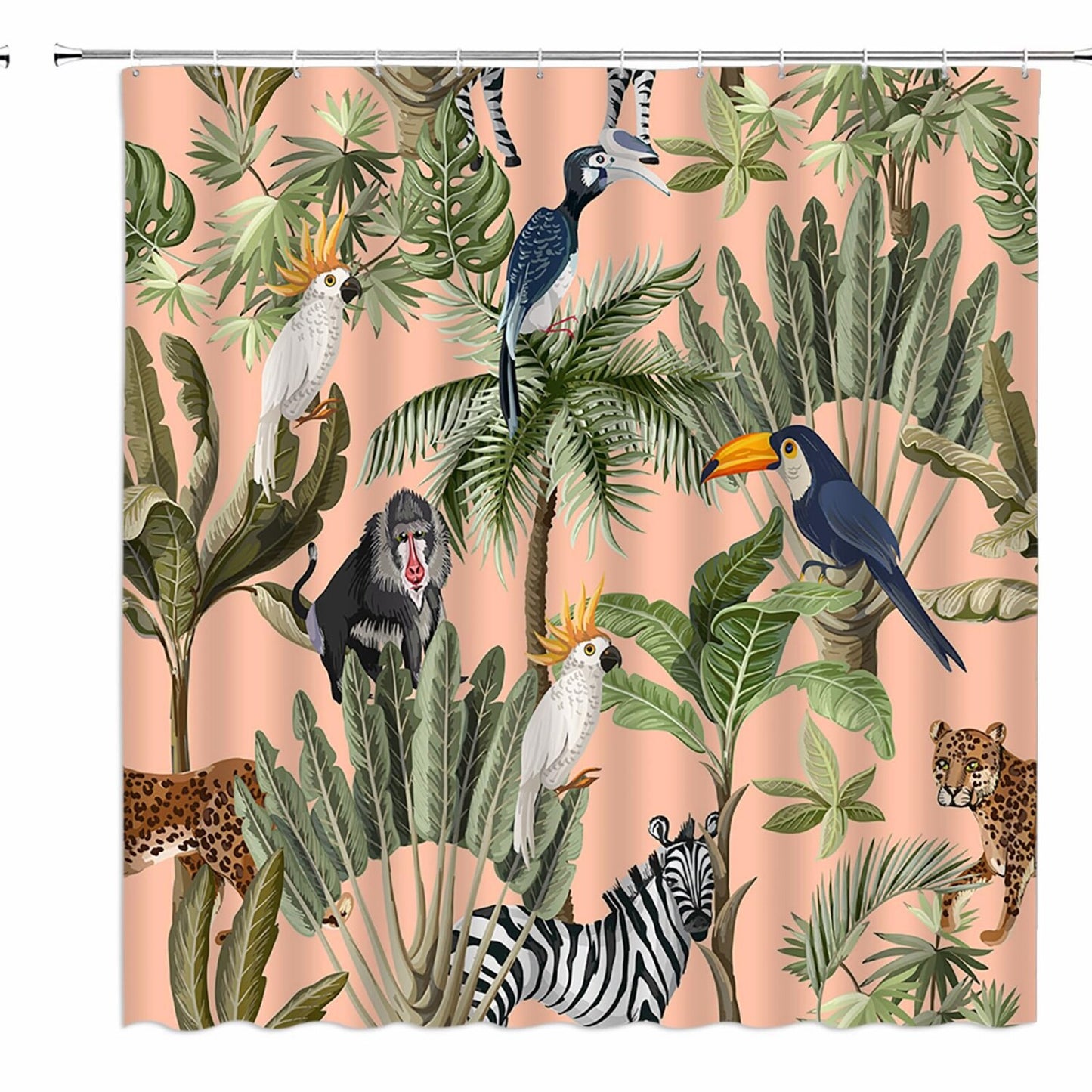 Jungle Animals Shower Curtain 70x70 inches