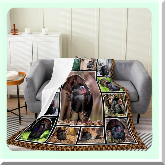 Wildlife Pheasant Fleece Throw - Cozy 50x60 Inch Hunting Turkey Blanket for Bedroom Decor