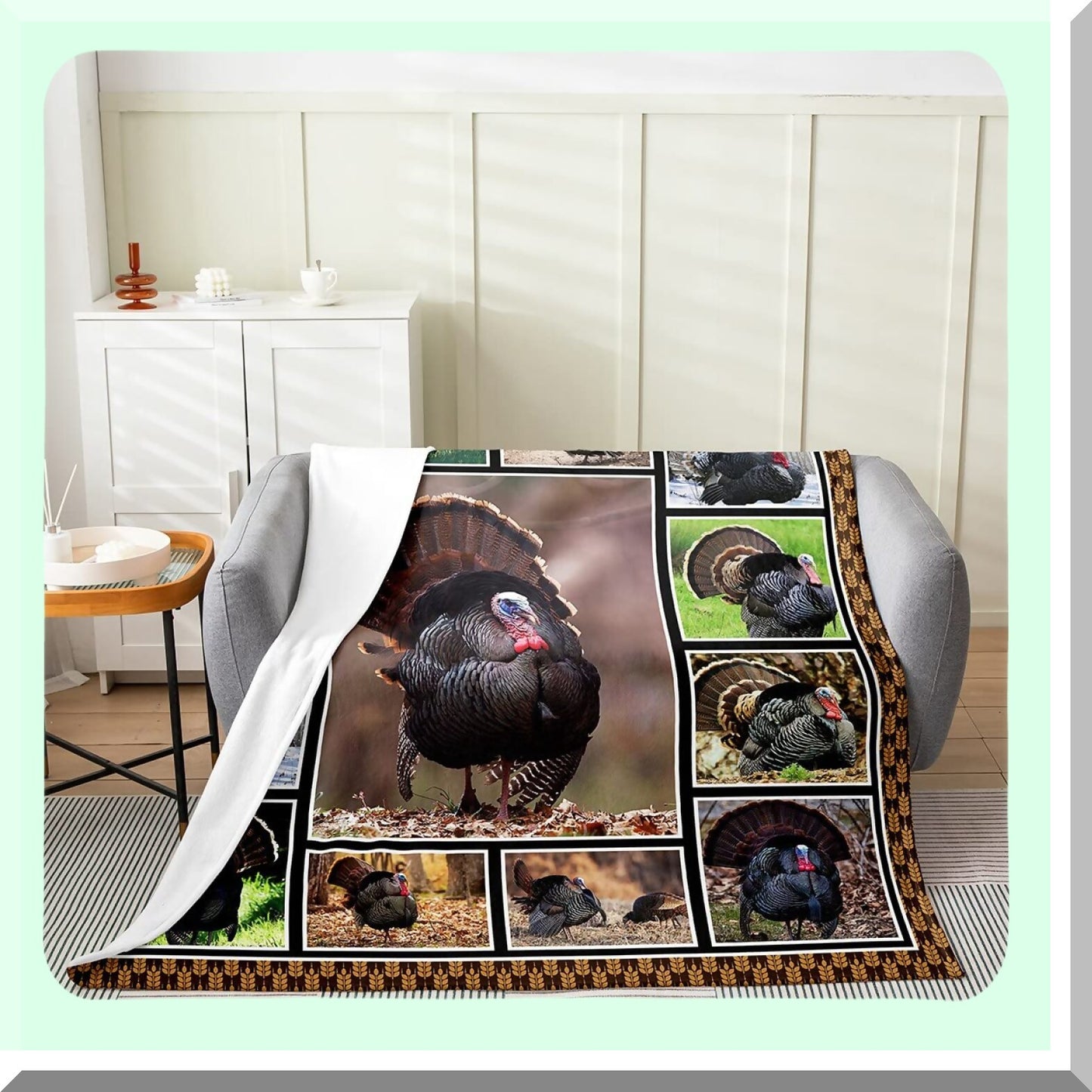 Wildlife Pheasant Fleece Throw - Cozy 50x60 Inch Hunting Turkey Blanket for Bedroom Decor