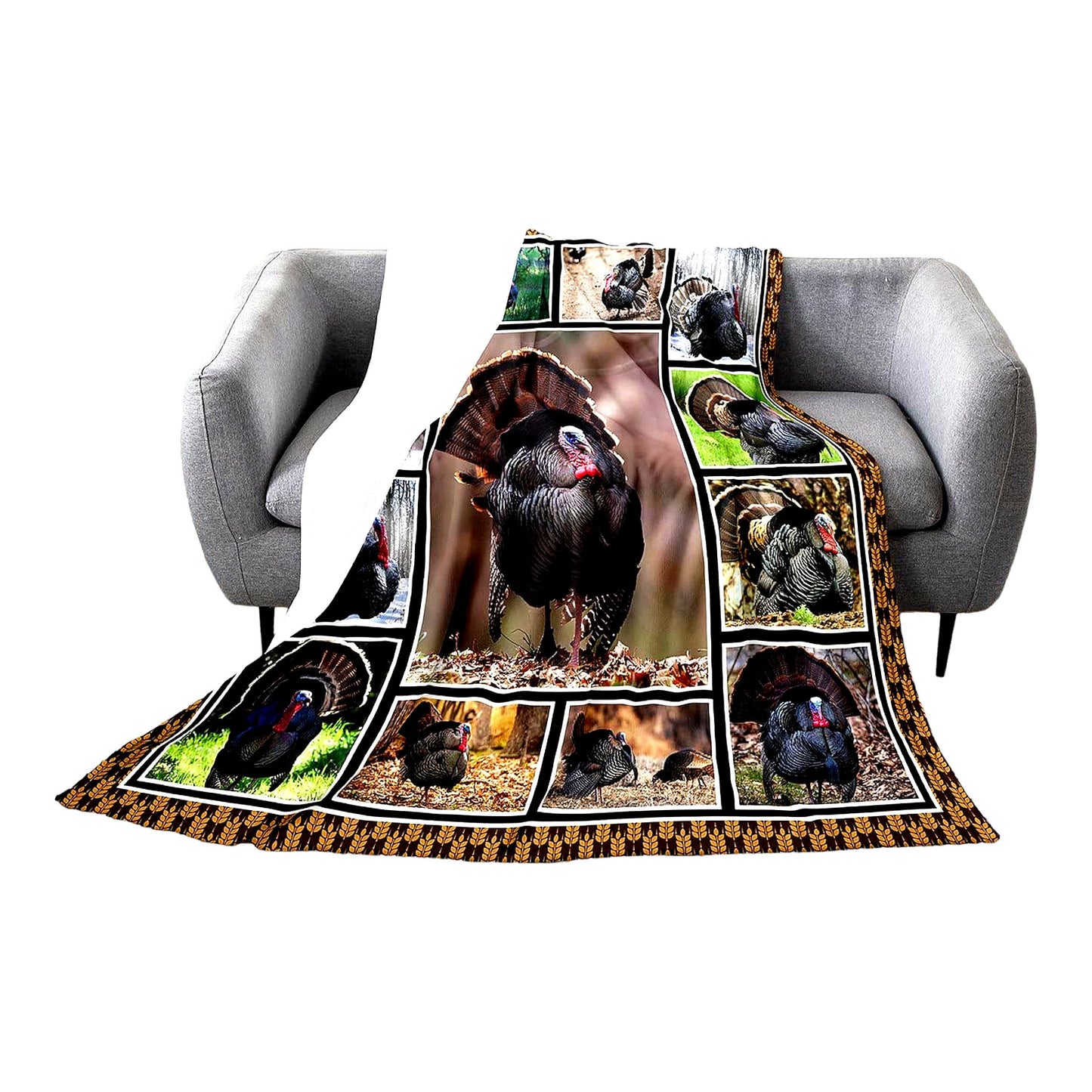 Wildlife Pheasant Fleece Throw - Cozy 50x60 Inch Hunting Turkey Blanket for Bedroom Decor