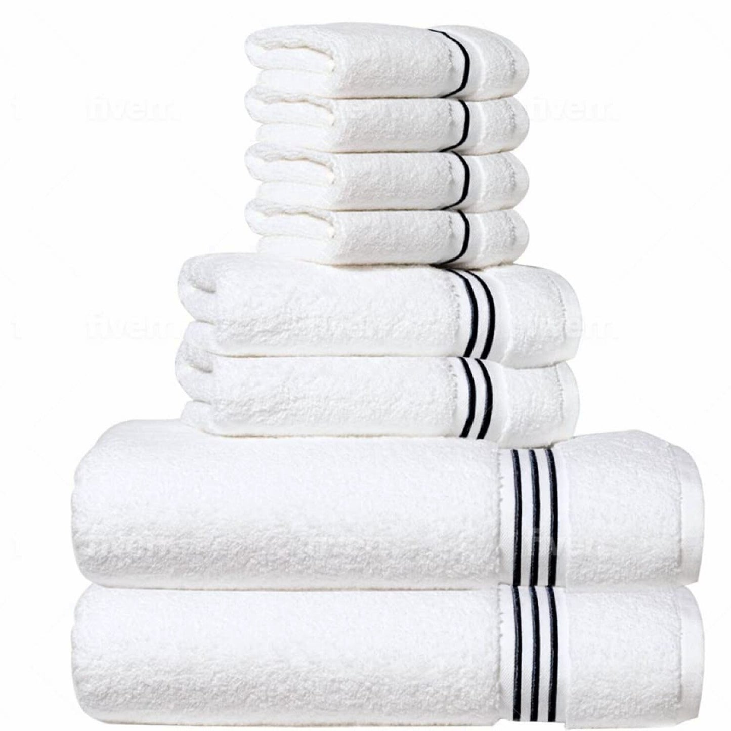 8-Piece Cotton Towel Set Black