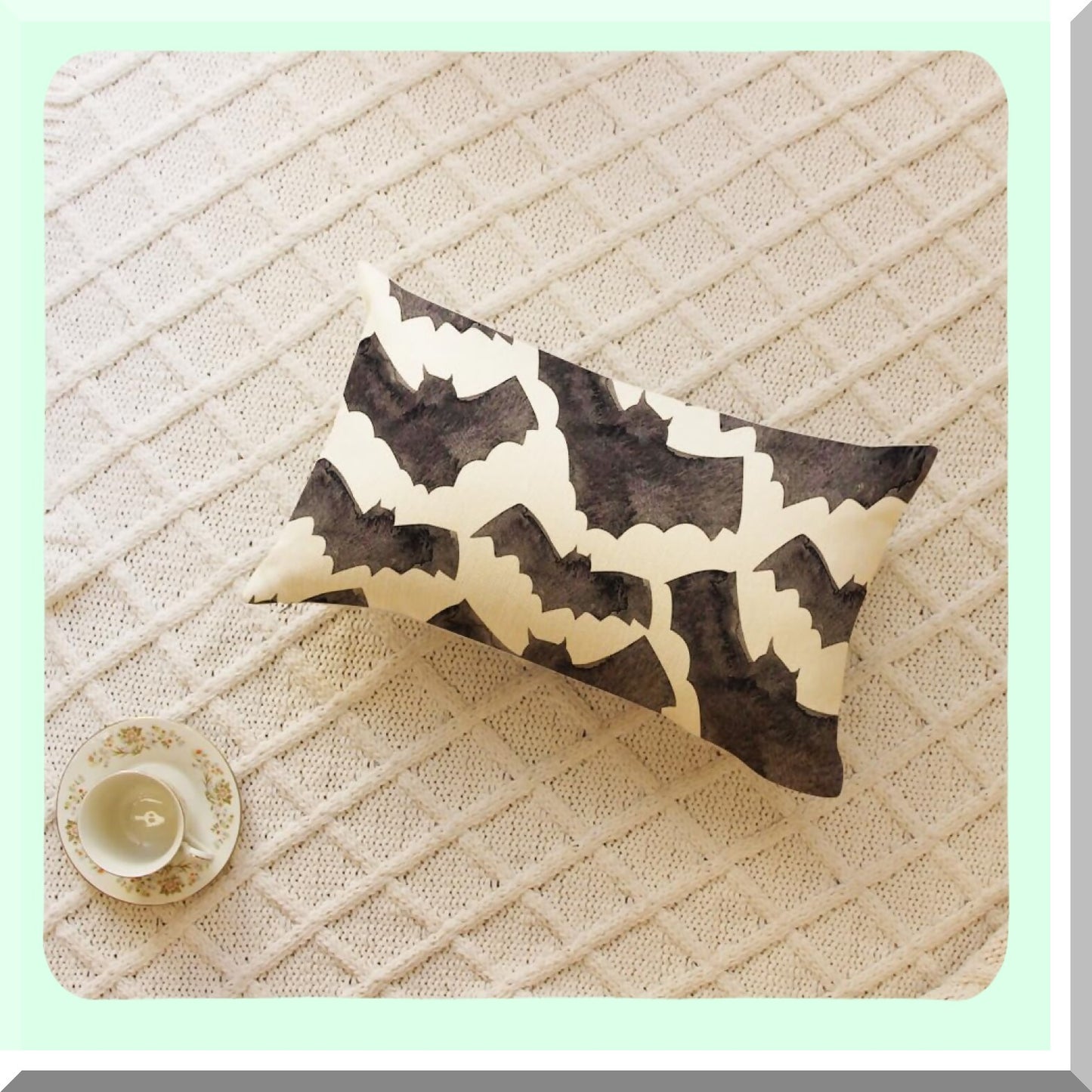 Holiday Bat Watercolor Throw Pillow Covers - Set of 2, 12 x 20 Inch Cushion Cases for Sofa Couch - Halloween Decor Accent Pillows