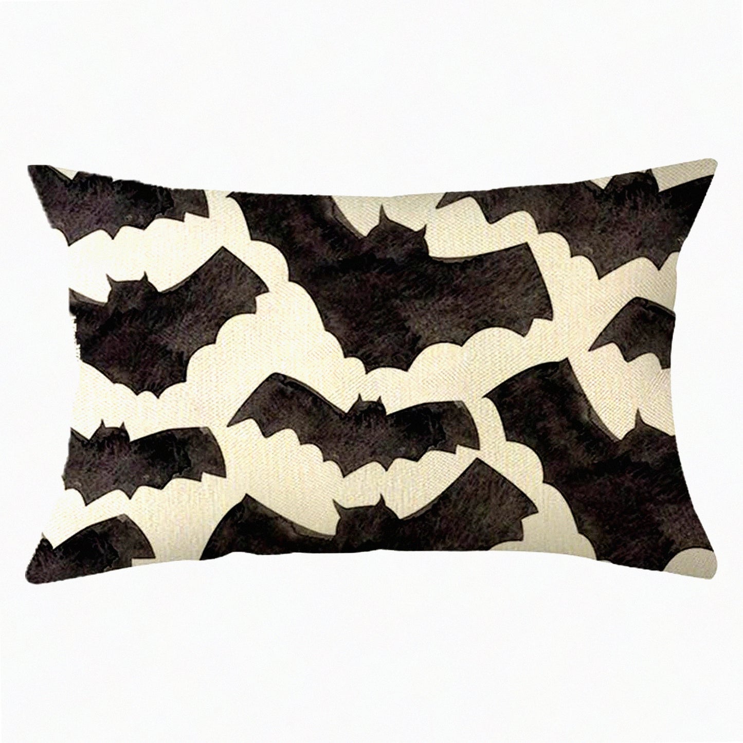 Holiday Bat Watercolor Throw Pillow Covers - Set of 2, 12 x 20 Inch Cushion Cases for Sofa Couch - Halloween Decor Accent Pillows