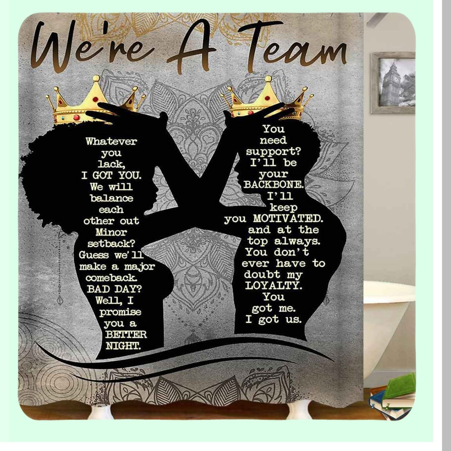 4PCS African Shower Curtain Set with Non-Slip Bath Mat