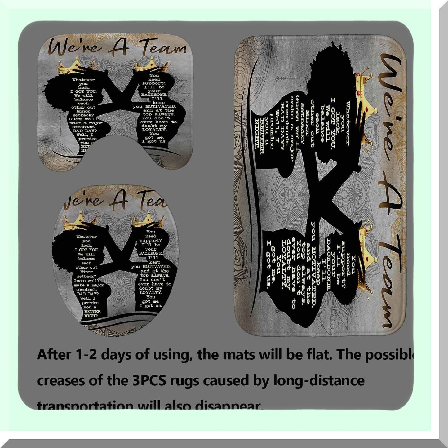 4PCS African Shower Curtain Set with Non-Slip Bath Mat