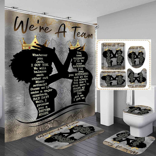 4PCS African Shower Curtain Set with Rugs and Hooks