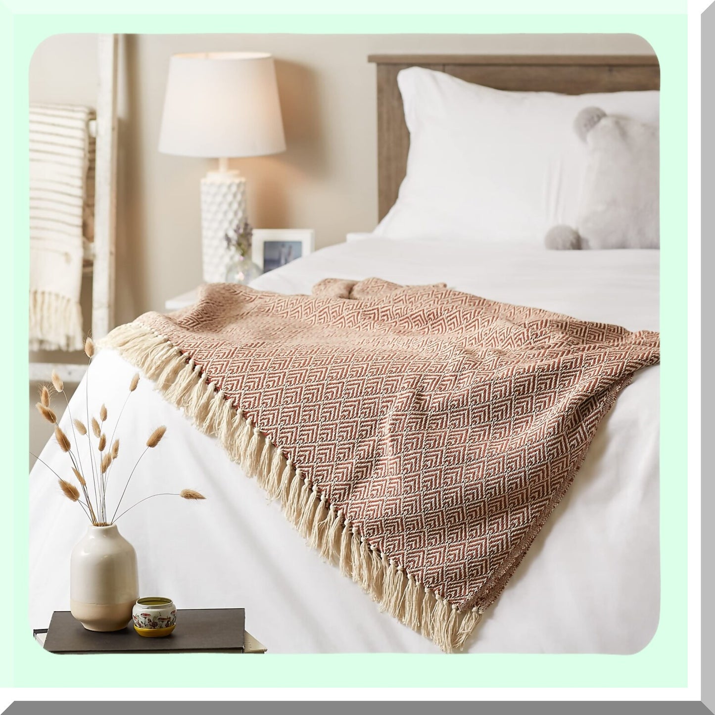 Cinnamon Bliss Cotton Woven Diamond Throw, 50x60
