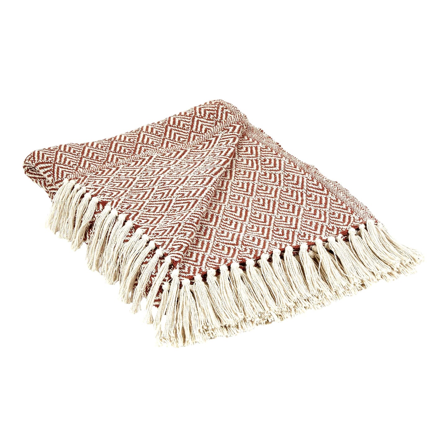 Cinnamon Bliss Cotton Woven Diamond Throw, 50x60