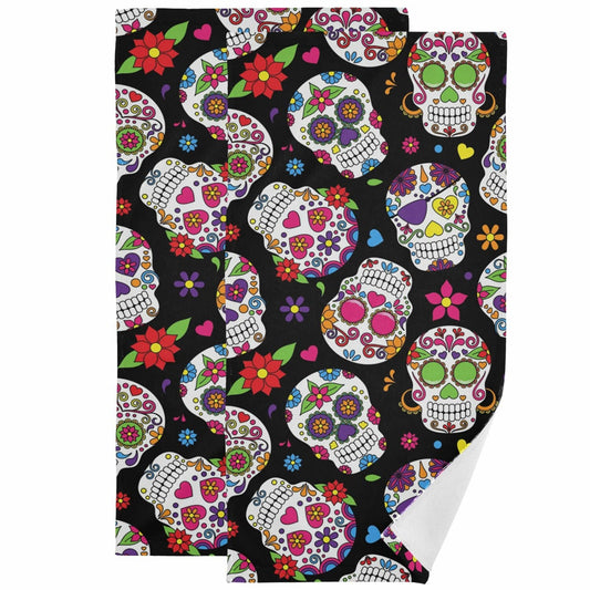 Day of The Dead Rose Flowers Hand Towels Set of 2