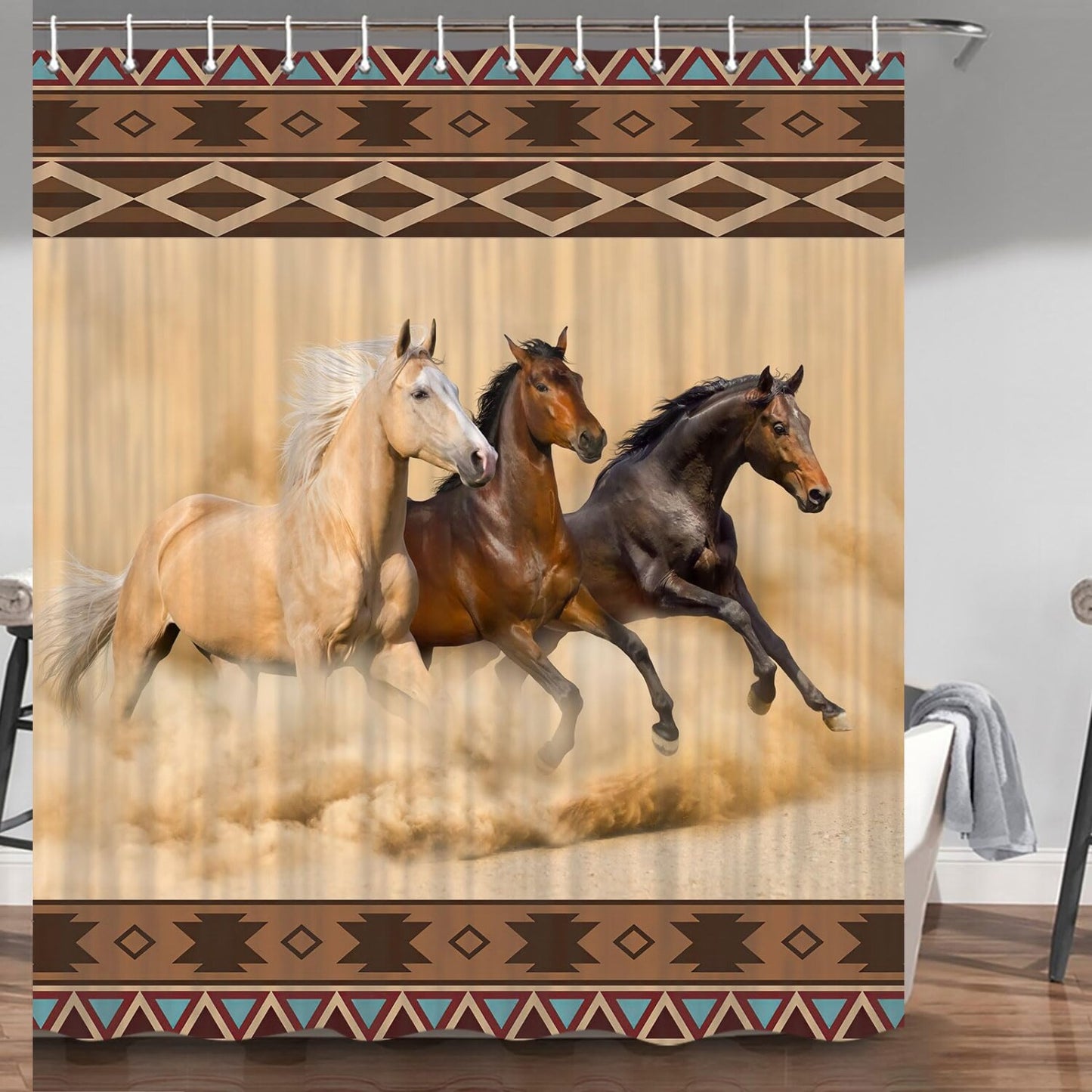 Western Desert Cowboys Shower Curtain 70x70in
