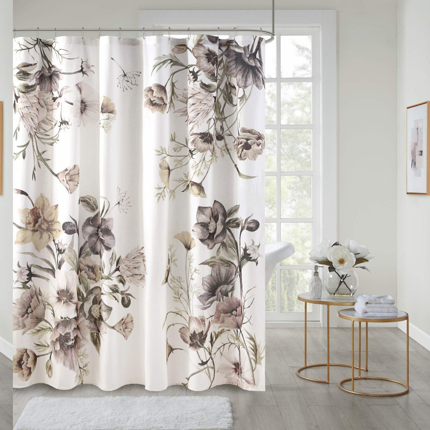 Cotton Floral Shower Curtain 72x72 Blush