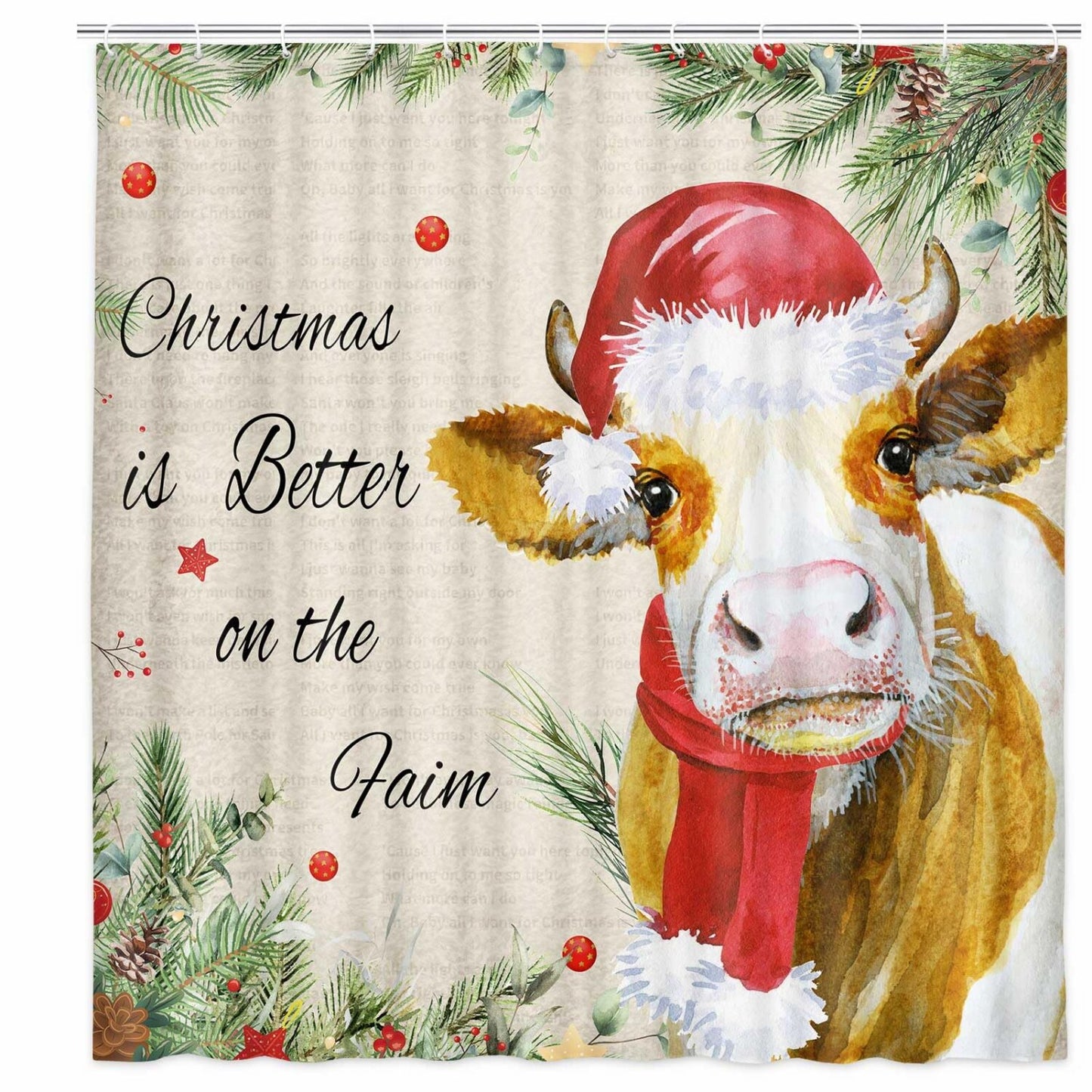 Farm Animals Highland Cow Shower Curtain 69W x 70L