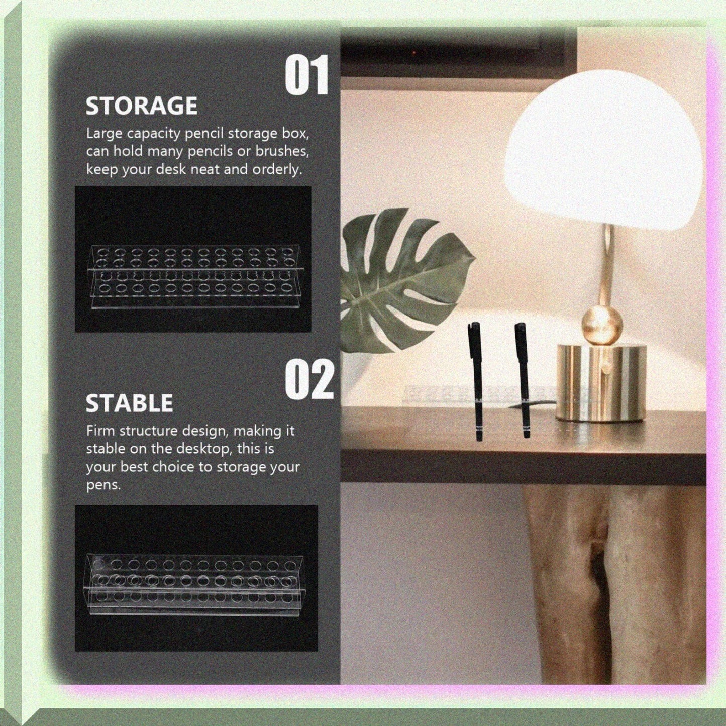 Acrylic Desktop Stand with 24 Slots for Markers and Brushes